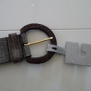 CHARTER CLUB NEW ANIMAL EMBOSSED GREYISH  GENUINE LEATHER SIZE M